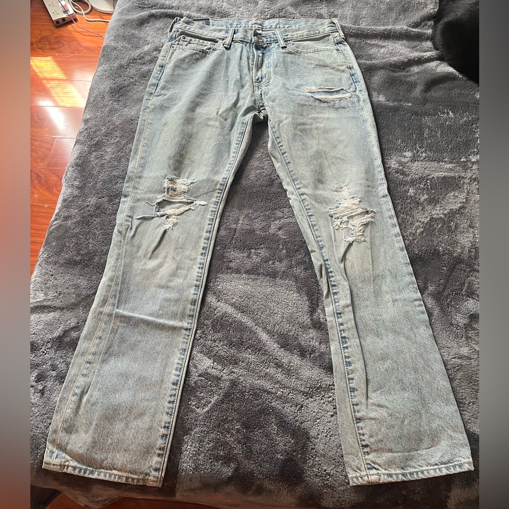 Abercrombie & Fitch ripped blue Jeans with Distressed Details